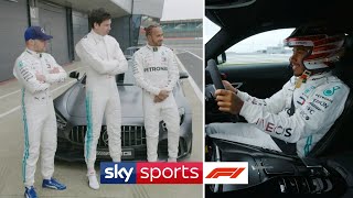 Toto Wolff takes on Lewis Hamilton and Valtteri Bottas in a race around Silverstone  Sky F1 [upl. by Landis]