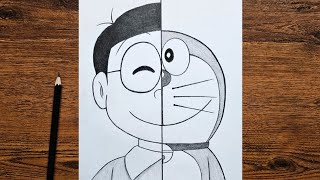 How to draw Doraemon and Nobita  Nobita amp Doraemon step by step  easy tutorial [upl. by Asilrac]