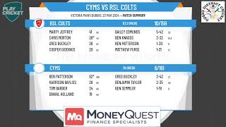 Dubbo District CA  Whitney Cup  Moneyquest Megahit  GRAND FINAL  CYMS v RSL Colts  Day 2 [upl. by Etteniuqna588]