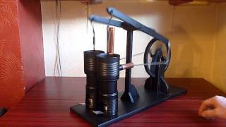 Homemade Twin Walking Beam Stirling Engine [upl. by Aivekal]