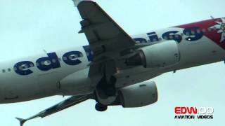 ✈ Edelweiss Air A320200 fullHD CLOSEUP takeoff at Zurich Airport [upl. by Anaer]