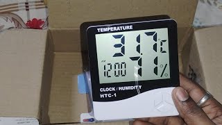 Digital Thermometer Humidity Meter with Clock from Amazon to check Room Temperature unboxing video🌡️ [upl. by Gunilla]