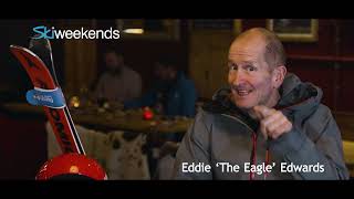 Eddie The Eagle Promotes SkiWeekends [upl. by Ahsaek212]