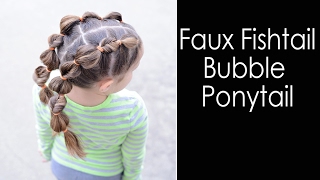 Faux fishtail braid bubble ponytail  School hair ideas [upl. by Bab]