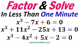 Factor and Solve Cubic Equations in Less Than One Minute  Super Simple Trick [upl. by Nesbitt]