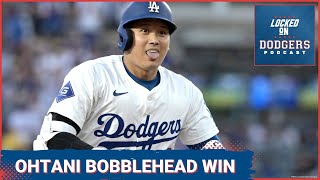 Shohei Ohtanis Bobblehead Night Includes Decoy First Pitch Home Run  Los Angeles Dodgers Win [upl. by Ahsilra]