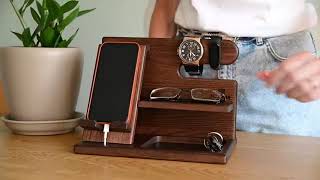 TESLYAR Wood Phone Docking Station [upl. by Yhtac]