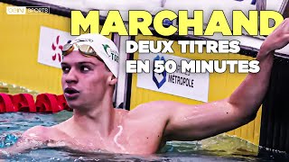 LEXPLOIT de LÉON MARCHAND  remporter DEUX TITRES en 50 MINUTES [upl. by Ferdy]