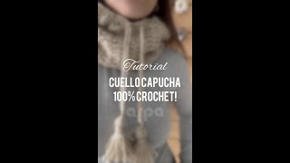 TUTORIAL CUELLO CON CAPUCHA A CROCHET SIN COSTURAS [upl. by Euqinitram]