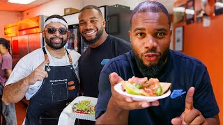 JK Dobbins Reacts To LAs Best Tacos  LA Chargers [upl. by Dralliw729]