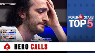 Top 5 Hero Calls ♠️ Poker Top 5 ♠️ PokerStars Global [upl. by Darla]