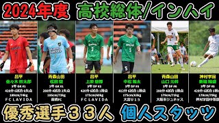 【2024年インターハイ】優秀選手33人スタッツ一覧 [upl. by Chelton]