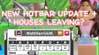 TOMORROW COMES STATS BAR UPDATE 🐻 🌈  HOTBAR FEATURE 🔥  HOUSES LEAVING 🙊 ✨ 💖 adoptme viral [upl. by Aiht]