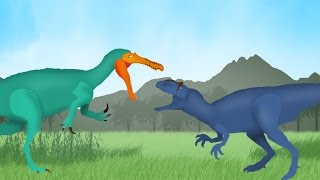 Dinosaurs Cartoons Battles Allosaurus vs Suchomimus [upl. by Ellinehc]