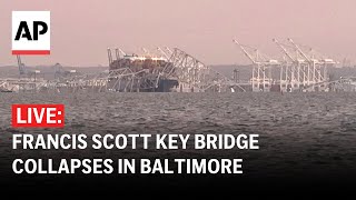 Baltimore bridge collapse LIVE Francis Scott Key Bridge hit by cargo ship in Maryland [upl. by Nibla]