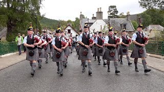 Isle Of Cumbrae Pipe Band parade through Braemar Scotland after 2018 Braemar Gathering [upl. by Nirehtak]