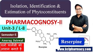 Reserpine  Extraction Isolation Identification amp Estimation  L8 Unit3  PharmacognosyII [upl. by Dnomhcir]