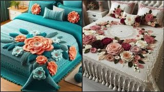 Crochet amp Embroidery Bed Sheet amp Pillow Cover Sets Beautiful Crochet amp Embroidery Floral Designs [upl. by Leonor]