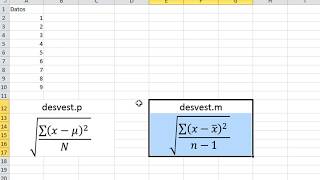 Desviación estándar en Excel  Diferencia entre DESVESTM y DESVESTP [upl. by Clausen]