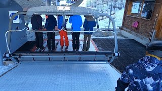 Grizzly Lift including view at the top in Peisey Vallandry resort  Feb 2023 [upl. by Yaffit]