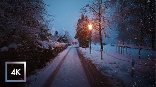 Heavy Snowfall Walk in Hallstatt Austria Windy Binaural Winter Sounds ❄️ ASMR [upl. by Sikram]