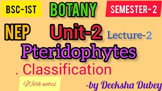 pteridophyte classification Unit2 bsc1semester2 botanyNEPnepneweducationpolicynepbscbscbotany [upl. by Stromberg]