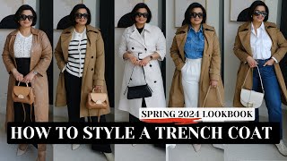 6 WAYS TO STYLE A TRENCH COAT  Casual amp Chic Trench Outfit ideas  Spring 2024 [upl. by Cinamod358]