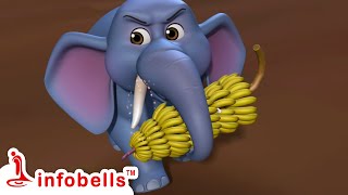 पाँच छोटे हाथी दौड़ रहे हैं  Five Little Elephants  Hindi Rhymes for Children  Infobells [upl. by Melitta]