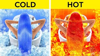 EXTREME HOT VS COLD CHALLENGE  Fire Girl vs Water Girl Were Adopted Parenting Hacks by 123 GO [upl. by Lindberg30]