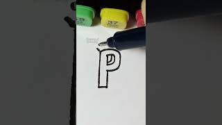 How to draw 3D Letter quotPquot 3d font cool letter drawing coloring [upl. by Munson]