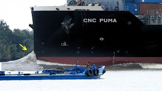 CMACGMs Giant Container Ship Takes on a Dangerous Turn  4K Shipspotting [upl. by Narrat762]