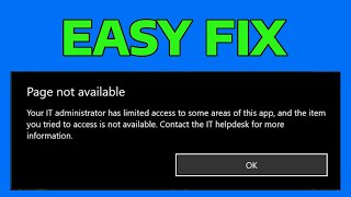 How To Fix Page Not Available Your IT Administrator Has Limited Access to Some Areas [upl. by Caitlin]