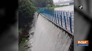 Watch Mumbais Powai Lake overflows due to continuous rainfall [upl. by Ailgna25]