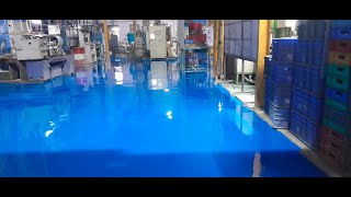 EPOXY FLOOR COATING  INSTALLING BLUE COLOR EPOXY FLOOR [upl. by Chladek465]