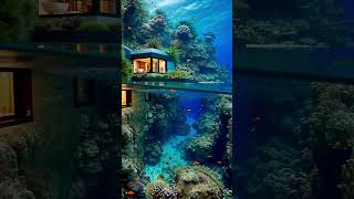 underwater house in coral reef 🌊 ocean luxury tropical [upl. by Ehman380]