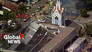 Brazil church roof collapses killing 2 and injuring 17 [upl. by Pettifer]