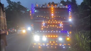 Five truck in row going up Winston Jones highway Kenworth VS freightliner [upl. by Narine]