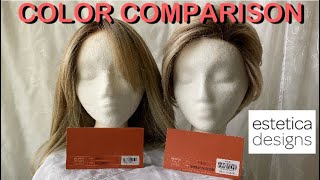 ESTETICA DESIGNS HEAT FRIENDLY WIGS BLONDE COLOR COMPARISON  RH1488RT8 and SUNLIT BLONDE [upl. by Athene]