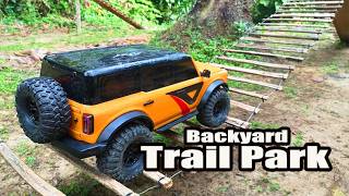 RC Crawler 4x4 Traxxas TRX4 Bronco Compete on a Large Backyard Scale Trail Park [upl. by Erehs916]