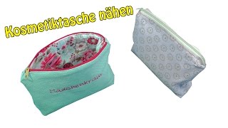 GROßE KOSMETIKTASCHE NÄHEN  DIY  Nähen für Anfänger  Anleitung [upl. by Darlleen]