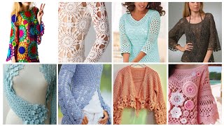 Crochet sleeve designs and crochet crop shirt design ideas [upl. by Enoj]