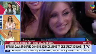 Marina Calabró ganó como mejor columnista de espectáculos Martín Fierro a la Radio 2024 [upl. by Zarihs]