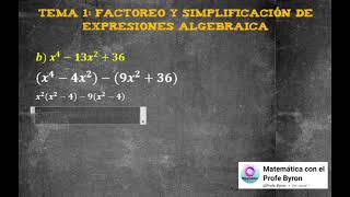 Tema 1 Factoreo y yde expresiones algebraicas Ejercicio 1 literal b [upl. by Vanya945]