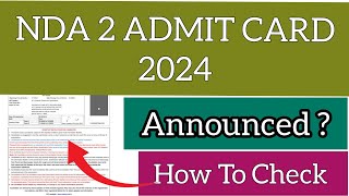 NDA 2 Admit Card 2024  How To Check NDA 2 Admit Card 2024 [upl. by Annawt]