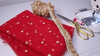 दुल्हन दुपट्टा Beautiful Bridal Dupatta Making  Designer Boutique Style Dupatta Making at home [upl. by Reames]