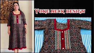 Yoke neck design making for Kurthi kameez  frock using lace  beautiful yoke with mirror lace [upl. by Gathers171]