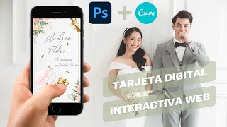 TARJETA DIGITAL INTERACTIVA WEB con PHOTOSHOP y CANVA [upl. by Allix]