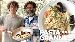 How to make the best spaghetti ai frutti di mare with Guido amp son Pietro  Pasta Grannies [upl. by Adnauqal11]