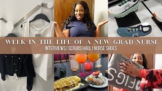 WEEK IN THE LIFE OF A NEW GRAD NURSE I INTERVIEWS I FIGS AND FABLETICS SCRUBS HAUL I NURSE SHOES [upl. by Eirrok253]