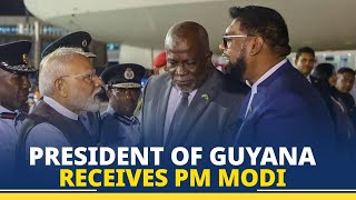 LIVE President Irfaan Ali of Guyana warmly receives PM Modi at airport [upl. by Ozkum504]